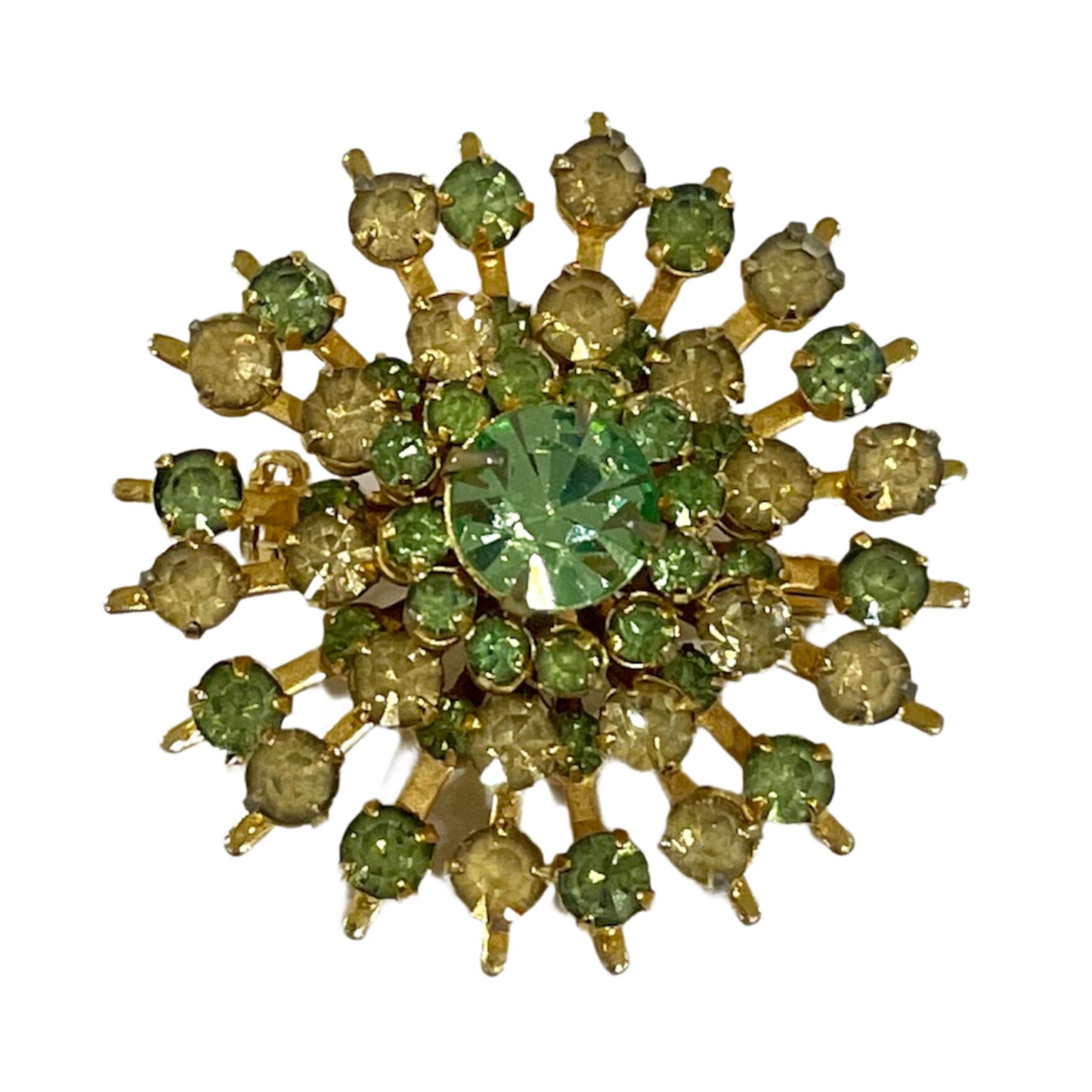 1950s Sparkly Green Star Burst Brooch