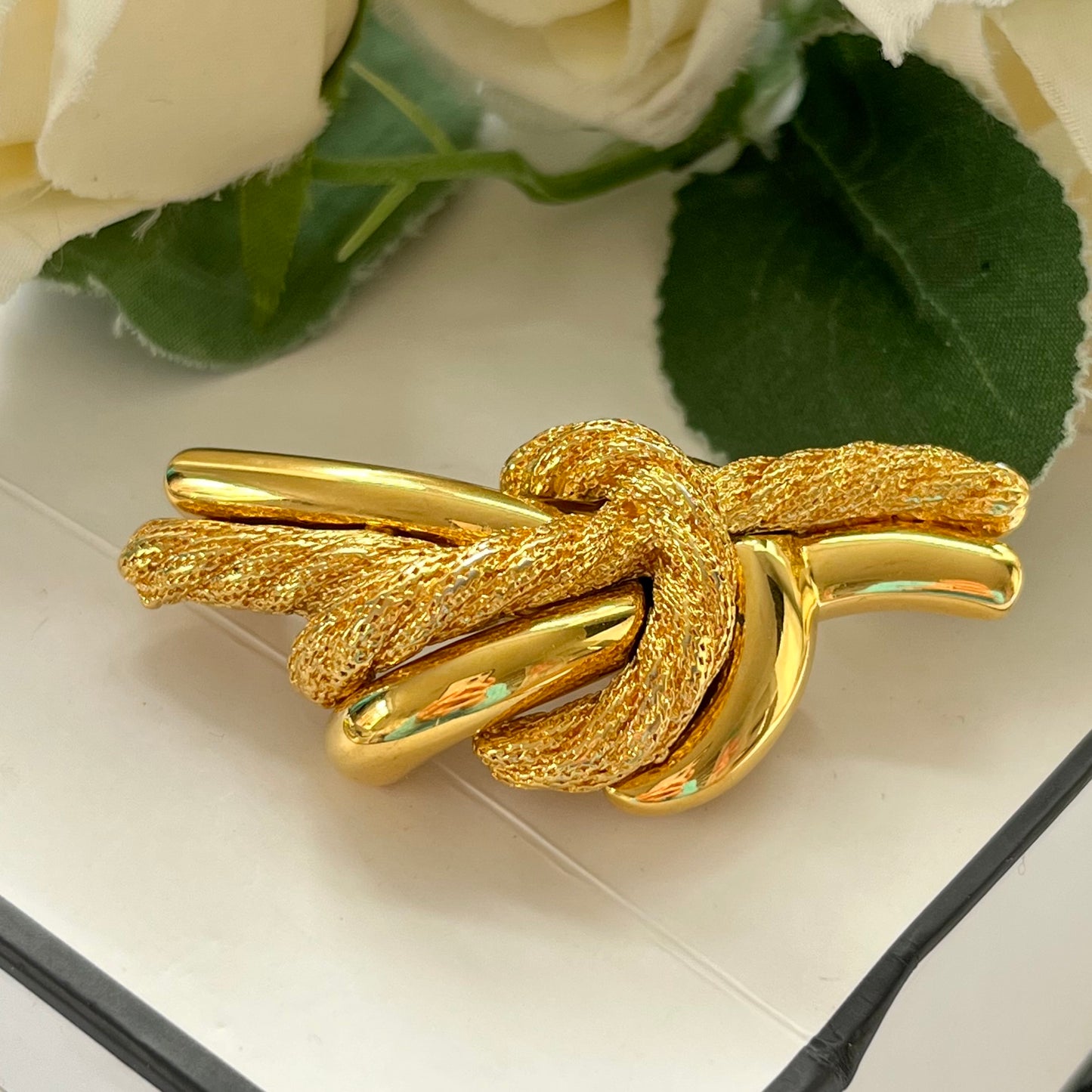 1980s Monet Gold Plated Knot Brooch
