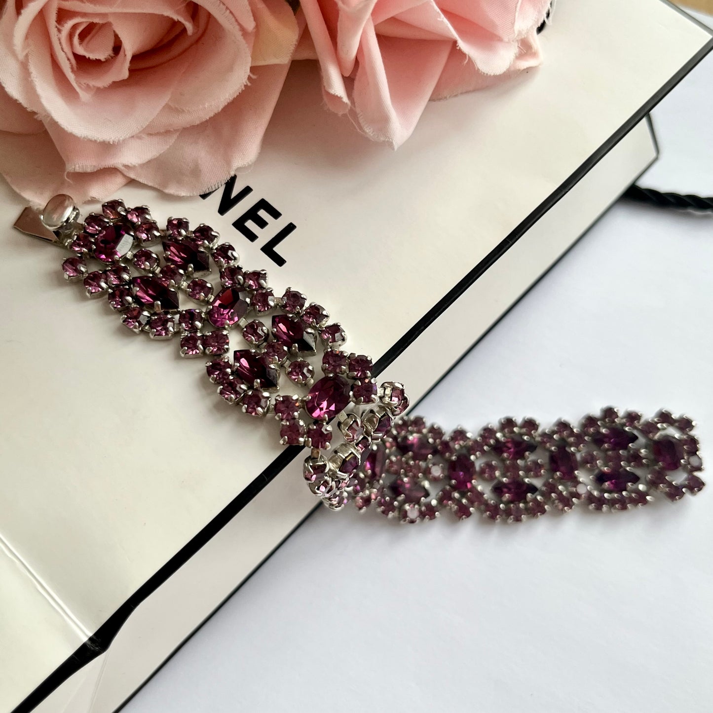 1970s Amethyst Diamanté Sparkly Purple Bracelet