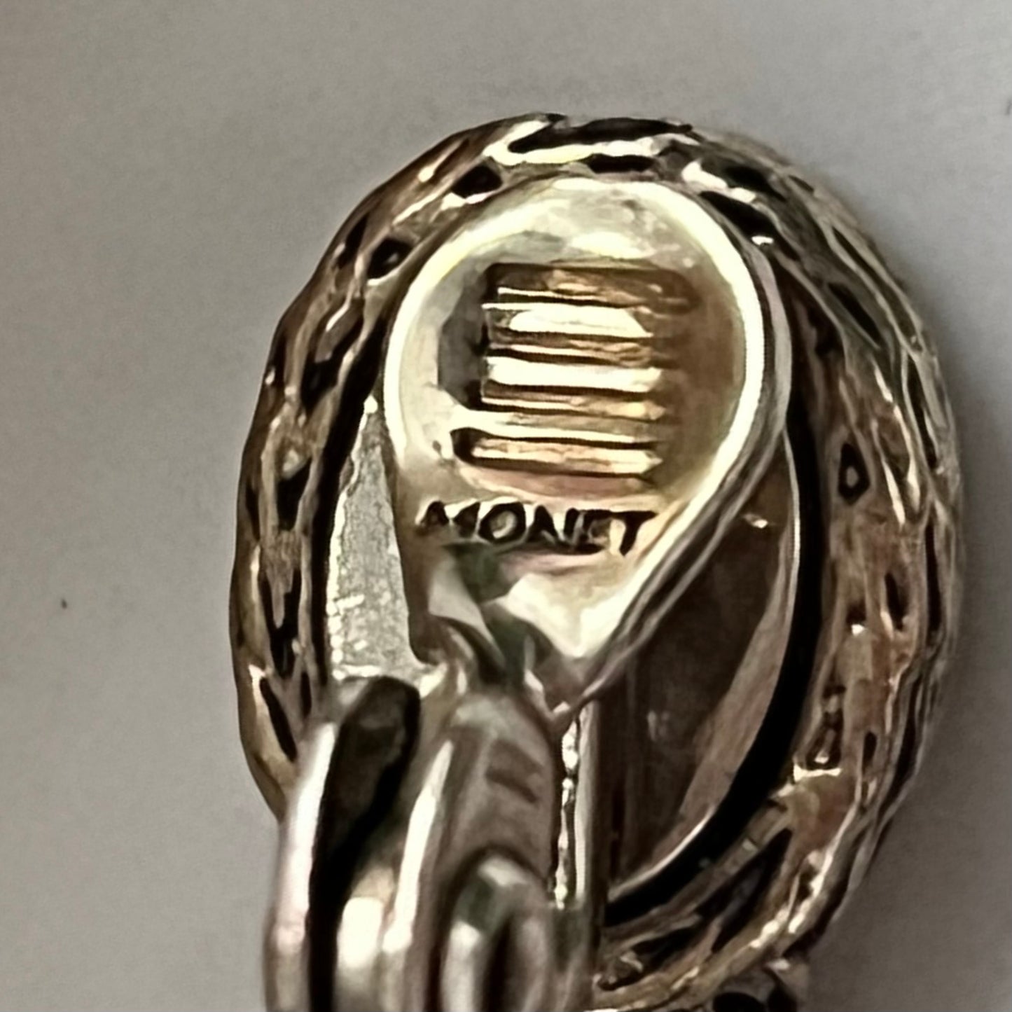 1960s Monet Golden Amber Enamel Gold Plated Dangly Chain Clip On Earrings