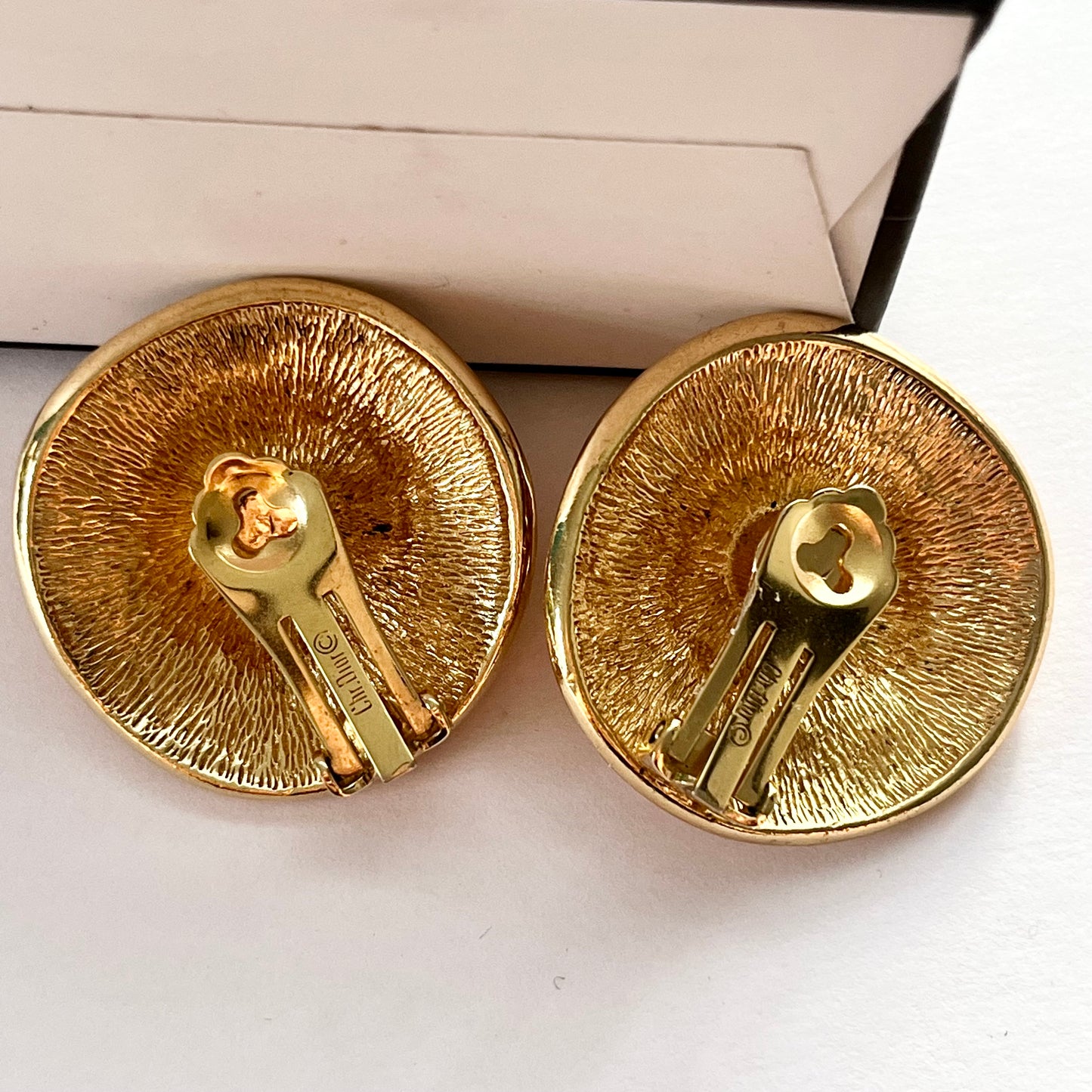 1980s Dior Gold Plated Irregular Shaped Circle Clip On Earrings