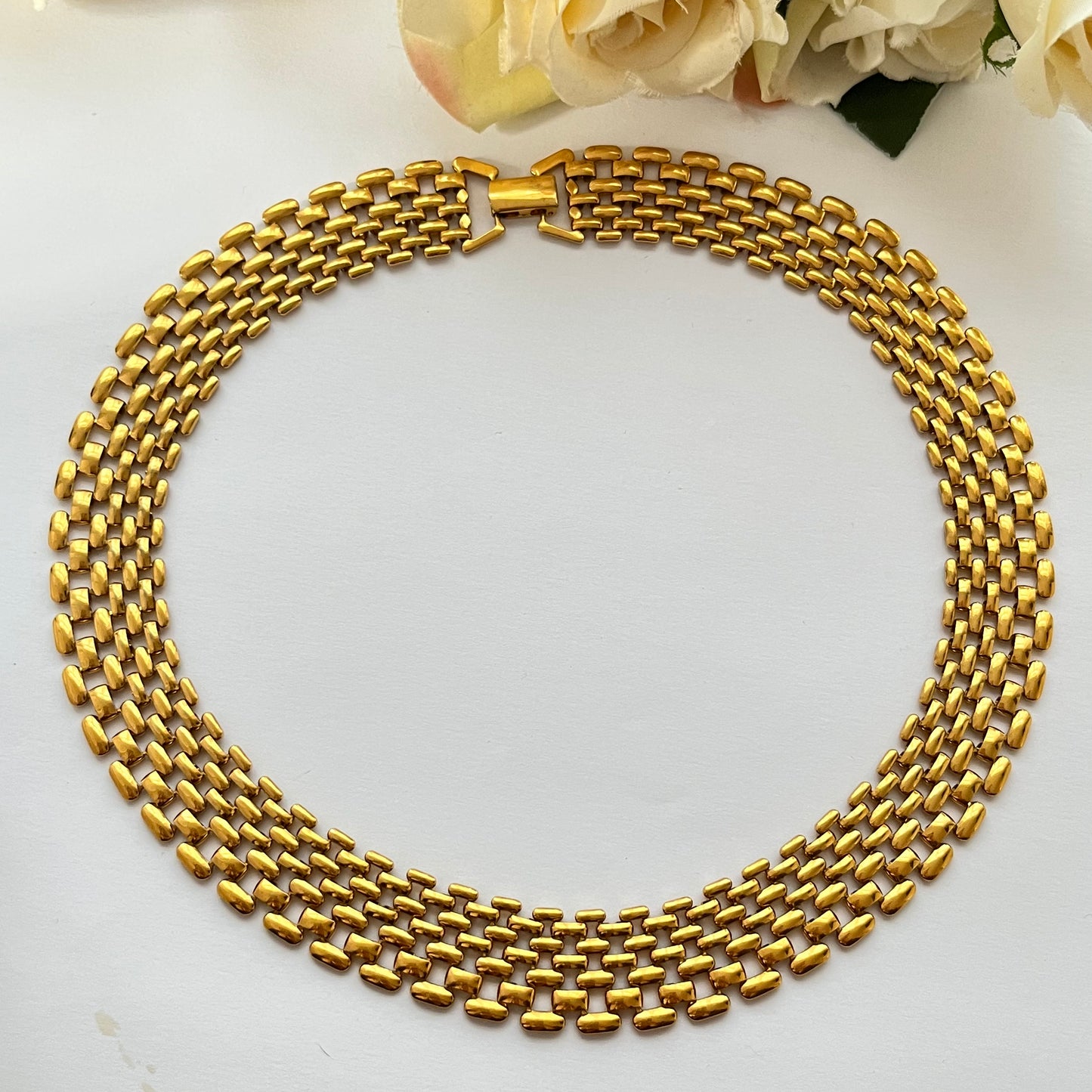 1980s Napier Gold Plated Statement Collar Chain Necklace