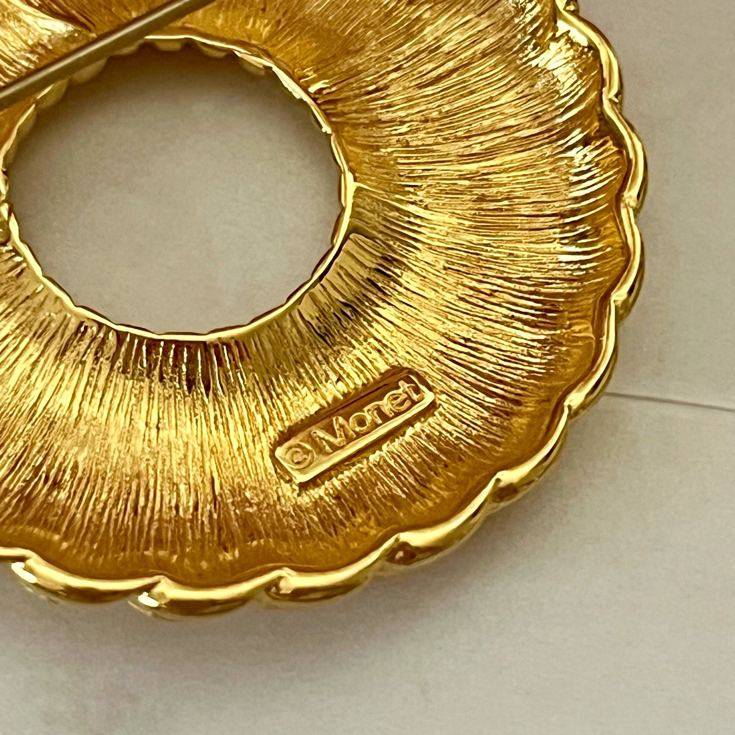 1980s Monet Gold Plated Circle Brooch