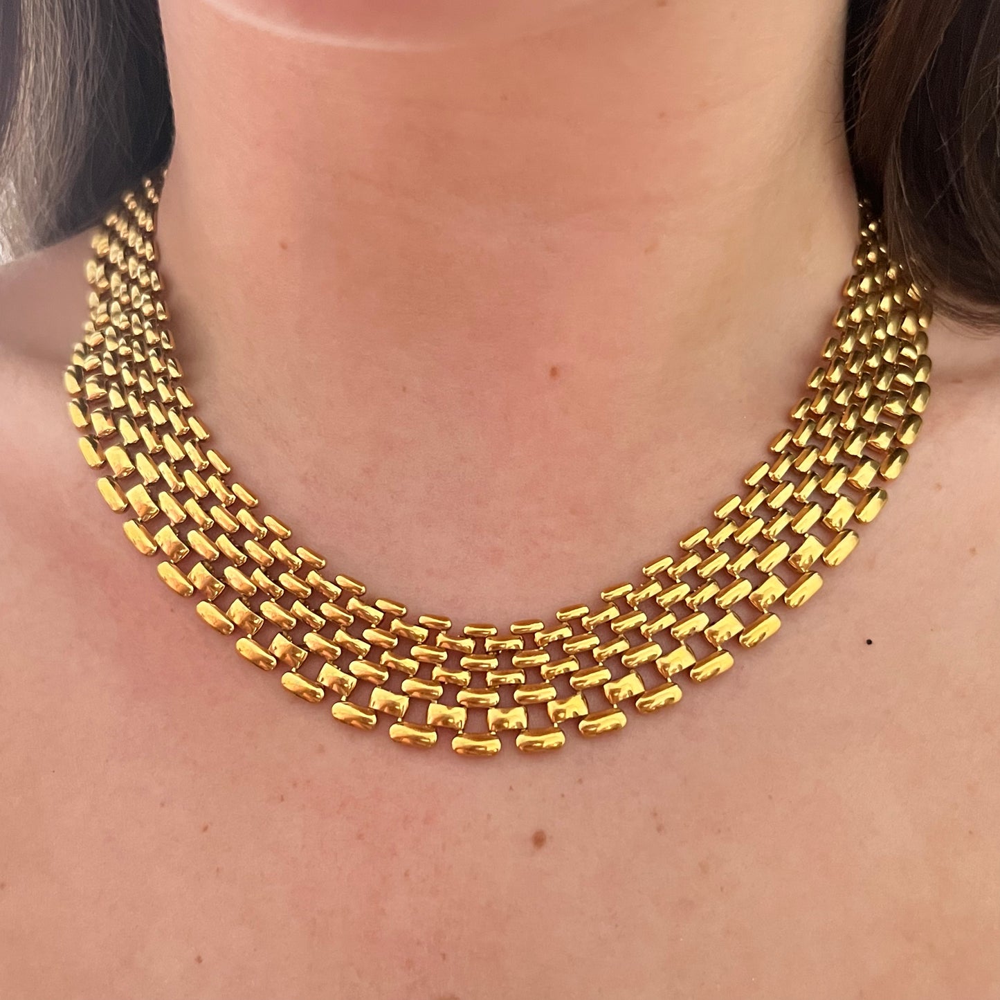 1980s Napier Gold Plated Statement Collar Chain Necklace