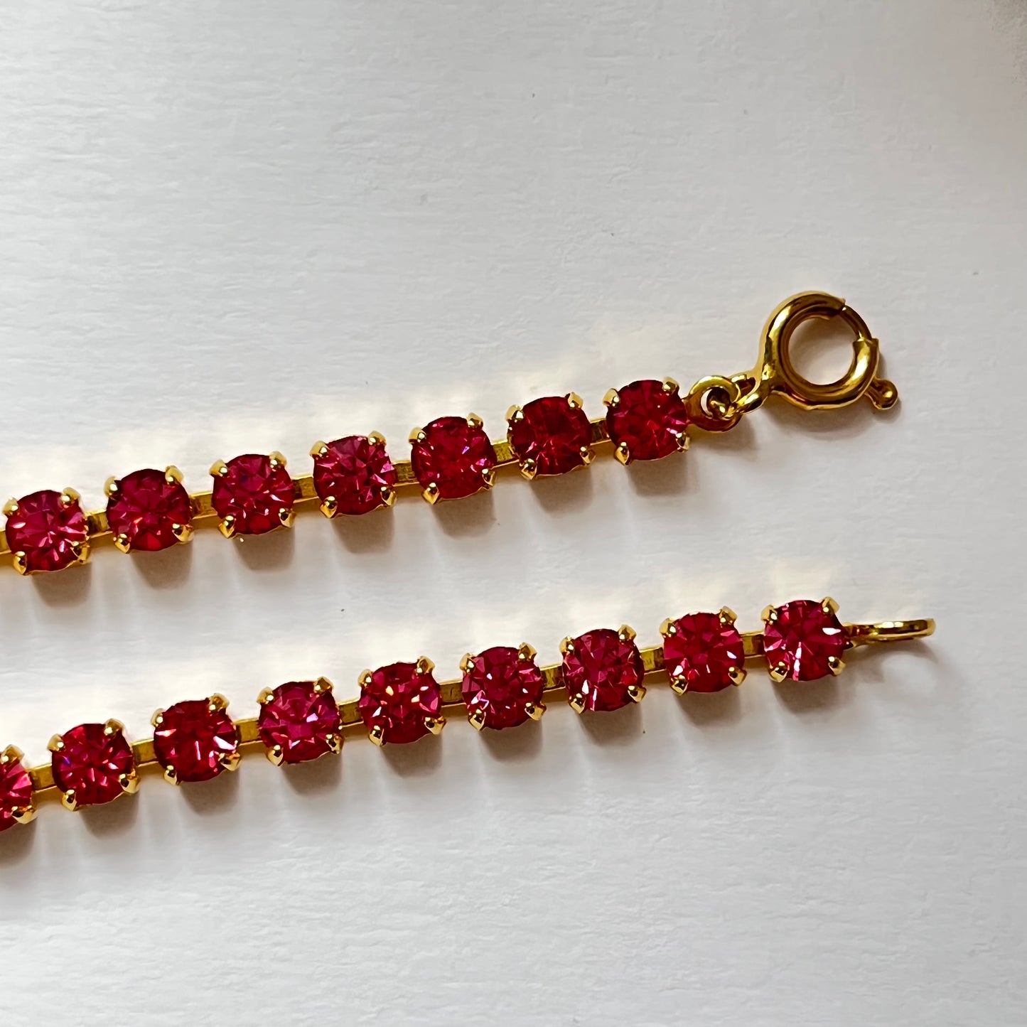 1950s Princess Pink Diamanté Gold Plated Sparkly Necklace