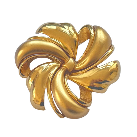 1960s Monet Brushed Gold Plated Swirl Brooch