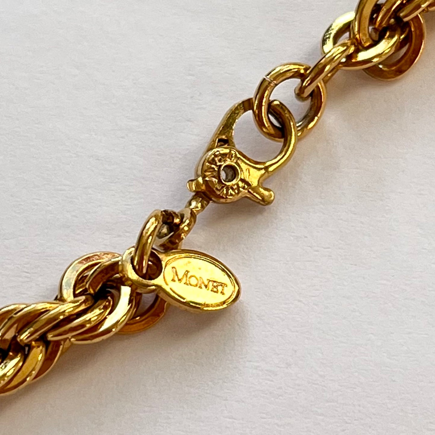 1980s Monet Gold Plated Rope Chain Necklace